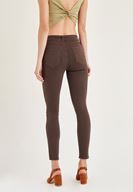 Bayan Kahverengi Yüksek Bel Dar Paça Skinny Pantolon
