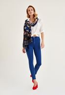 Bayan Mavi Yüksek Bel Dar Paça Skinny Pantolon