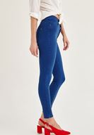 Bayan Mavi Yüksek Bel Dar Paça Skinny Pantolon