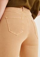 Bayan Kahverengi Yüksek Bel Dar Paça Skinny Pantolon