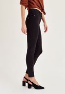 Bayan Siyah Yüksek Bel Dar Paça Skinny Pantolon