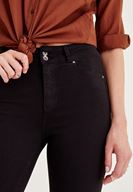 Bayan Siyah Yüksek Bel Dar Paça Skinny Pantolon