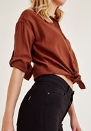 Bayan Siyah Yüksek Bel Dar Paça Skinny Pantolon