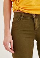 Bayan Yeşil Orta Bel Dar Bilek Paça Skinny Pantolon