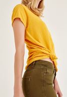 Bayan Yeşil Orta Bel Dar Bilek Paça Skinny Pantolon