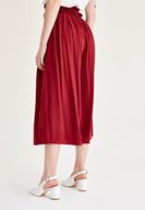 Bayan Bordo Lastik Detaylı Bol Pantolon