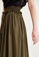 Bayan Yeşil Lastik Detaylı Bol Pantolon