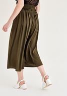 Bayan Yeşil Lastik Detaylı Bol Pantolon