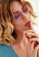 Bayan Mor Geometrik Çerçeveli Güneş Gözlüğü