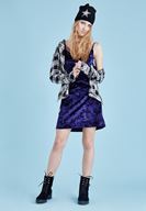 Bayan Mor Kadife Askılı Elbise