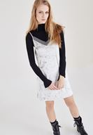 Bayan Gri Kadife Askılı Elbise