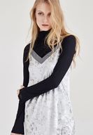 Bayan Gri Kadife Askılı Elbise