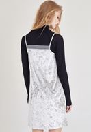 Bayan Gri Kadife Askılı Elbise