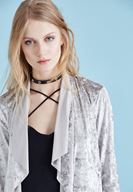 Women Grey Velvet Jacket