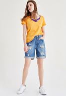 Bayan Mavi Jean Şort