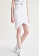 Bayan Beyaz Yırtmaçlı Etek