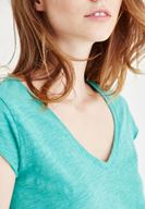 Bayan Yeşil V Yaka Pamuklu Tişört