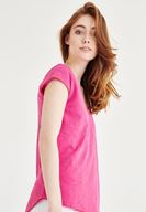 Bayan Pembe V Yaka Pamuklu Tişört