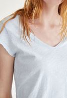 Bayan Mavi V Yaka Pamuklu Tişört