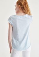 Bayan Mavi V Yaka Pamuklu Tişört