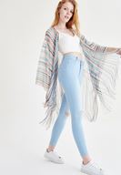 Bayan Mavi Yüksek Bel Dar Paça Skinny Jean