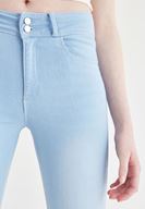 Bayan Mavi Yüksek Bel Dar Paça Skinny Jean