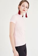 Bayan Pembe Balıkçı Yaka Tişört