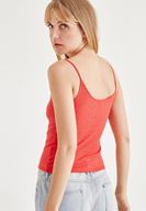 Bayan Kırmızı İşlemeli Bluz