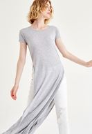 Bayan Gri Yırtmaçlı Uzun Tişört