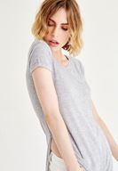 Bayan Gri Yırtmaçlı Uzun Tişört