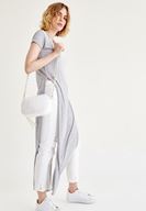 Bayan Gri Yırtmaçlı Uzun Tişört