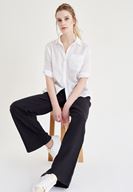 Bayan Siyah Bağcık Detaylı Pantolon