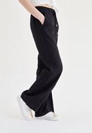 Bayan Siyah Bağcık Detaylı Pantolon