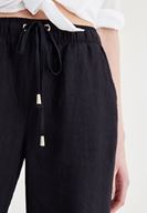 Bayan Siyah Bağcık Detaylı Pantolon