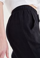 Bayan Siyah Bağcık Detaylı Pantolon