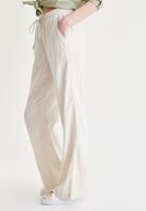 Bayan Krem Bağcık Detaylı Pantolon