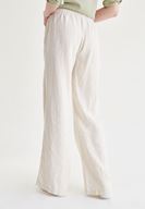 Bayan Krem Bağcık Detaylı Pantolon