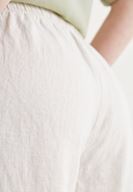 Bayan Krem Bağcık Detaylı Pantolon