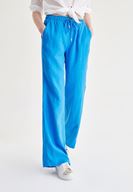 Bayan Mavi Bağcık Detaylı Pantolon