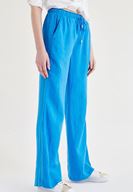 Bayan Mavi Bağcık Detaylı Pantolon