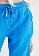 Bayan Mavi Bağcık Detaylı Pantolon