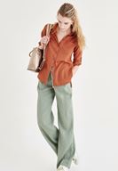 Bayan Yeşil Bağcık Detaylı Pantolon