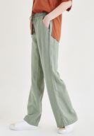 Bayan Yeşil Bağcık Detaylı Pantolon