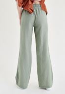 Bayan Yeşil Bağcık Detaylı Pantolon
