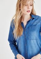 Bayan Mavi Kot Gömlek