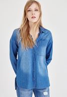 Bayan Mavi Kot Gömlek