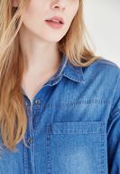 Bayan Mavi Kot Gömlek