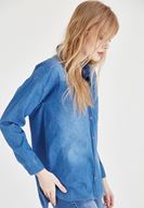 Bayan Mavi Kot Gömlek