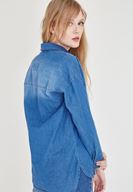 Bayan Mavi Kot Gömlek