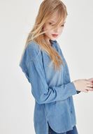 Bayan Mavi Kot Gömlek